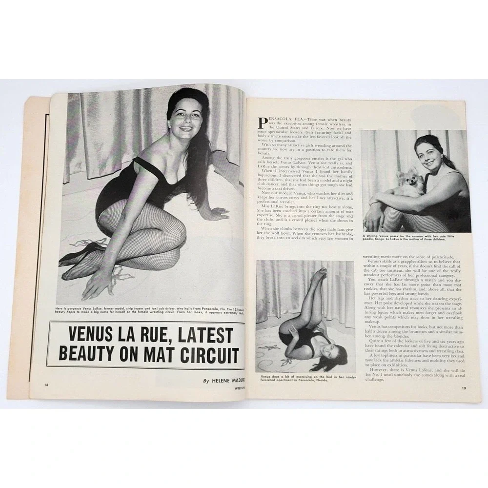THE RING WRESTLING FEB 1968 VENUS LARUE THREE‎ FIELD BROTHERS GUILLOTINE GORDON